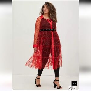 Torrid 2x Kimono - Mesh Red Hearts